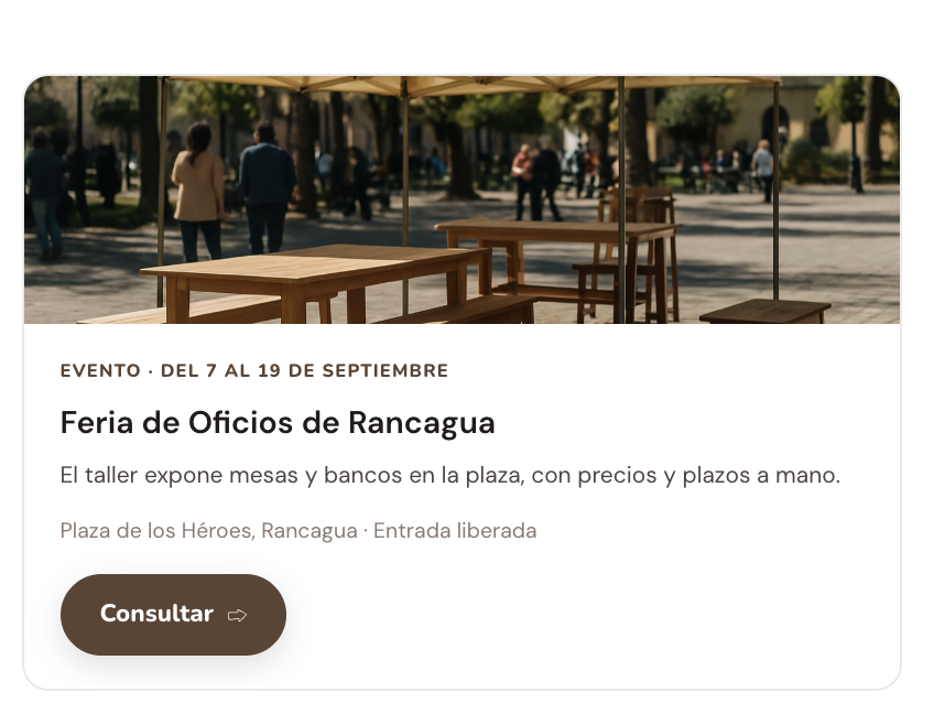 Un evento publicado en Justo Acá